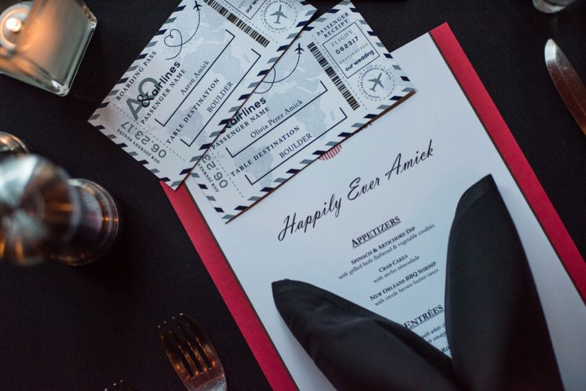 custom menu for wedding
