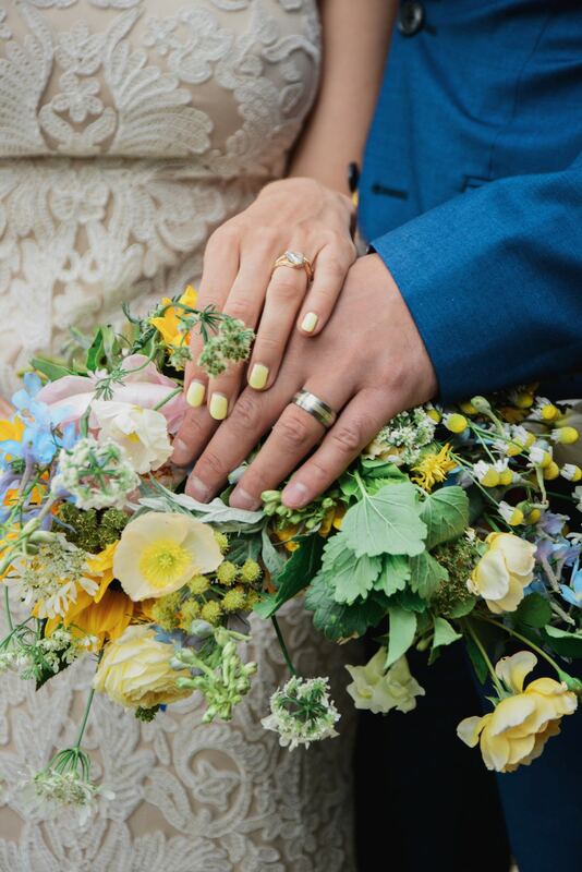 yellow blue bouquet
