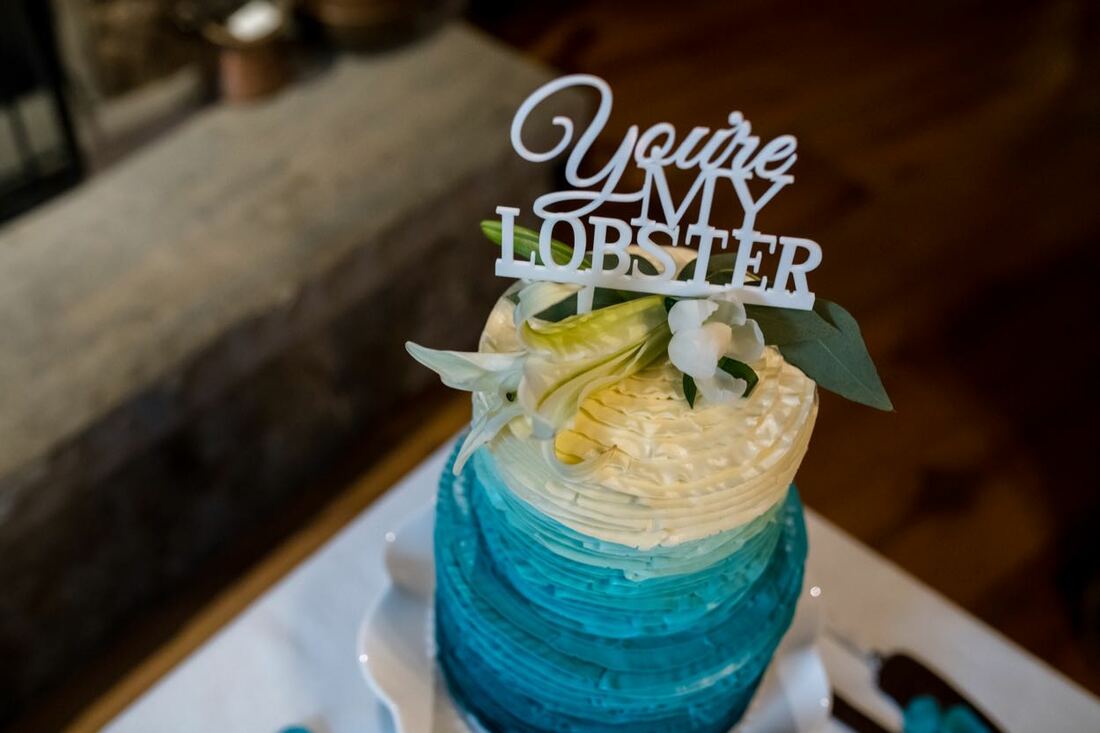 Teal wedding cake